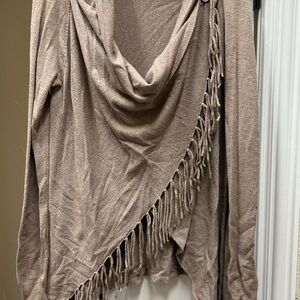 Elegant Taupe Fringe Sweater